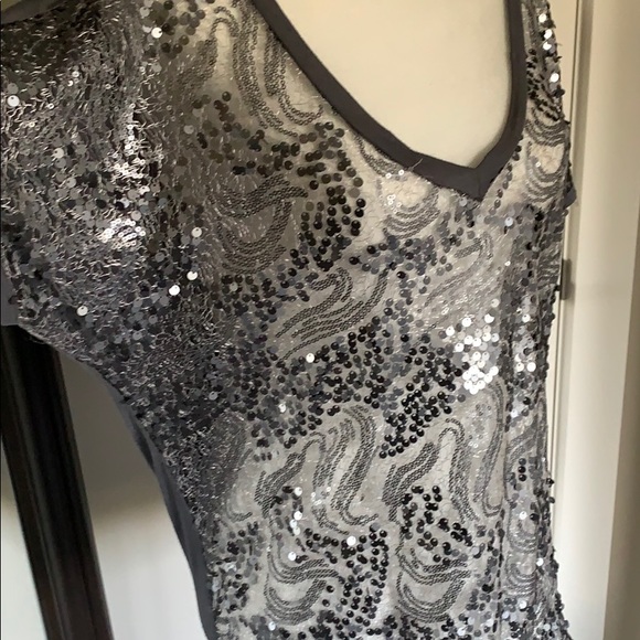 🔥 2 for 30🔥Steel grey/pewter sequinned sheer top - Picture 3 of 5